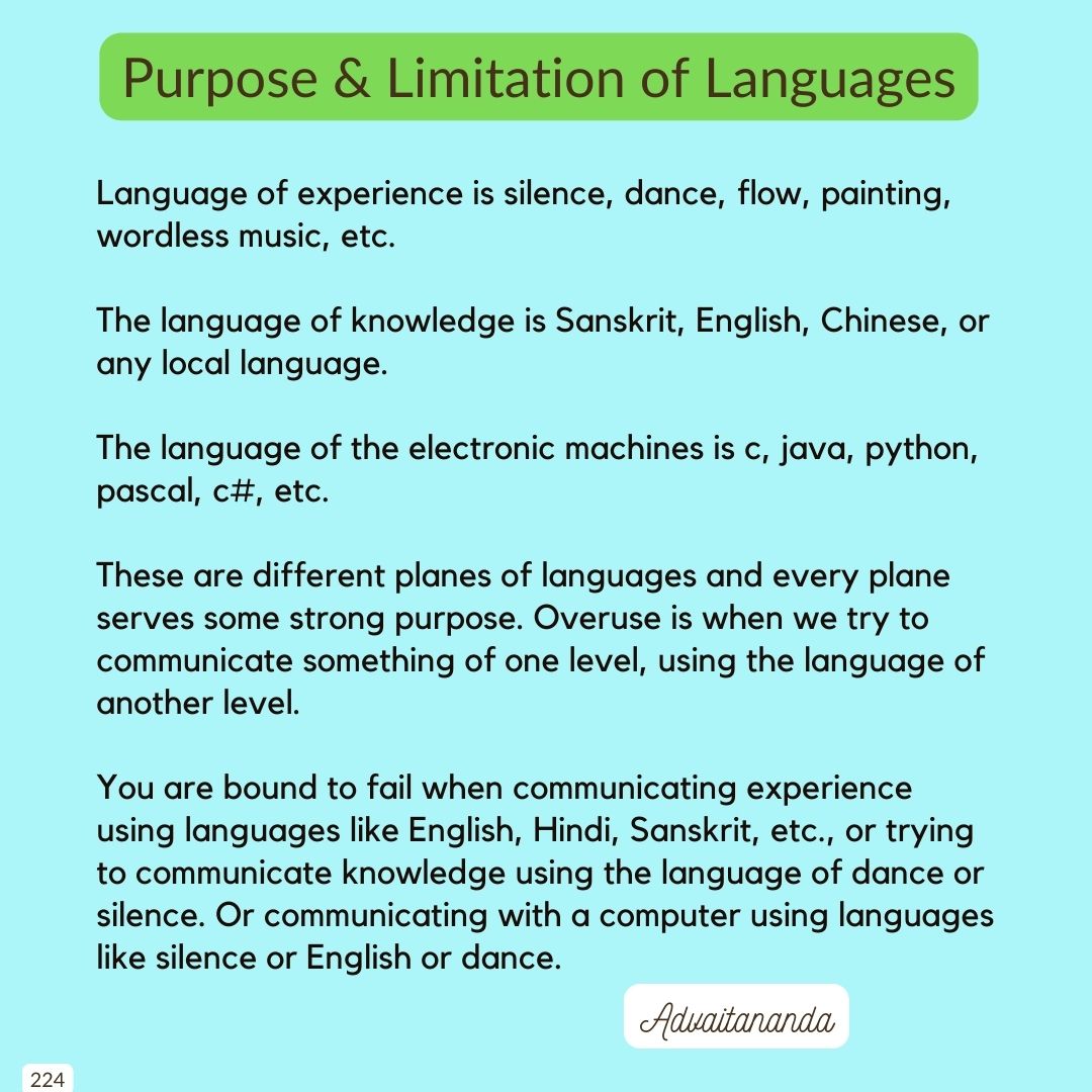 Purpose and Limitation of Languages