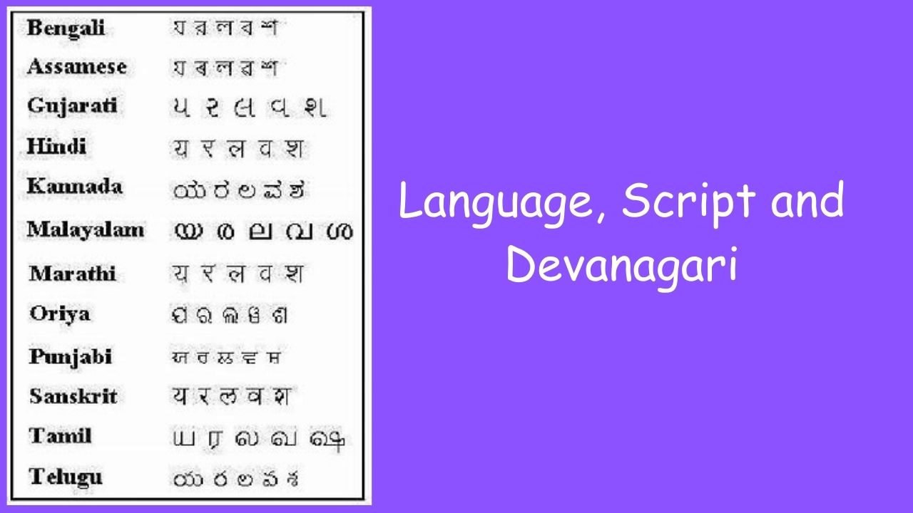 Language, Script and Devanagari