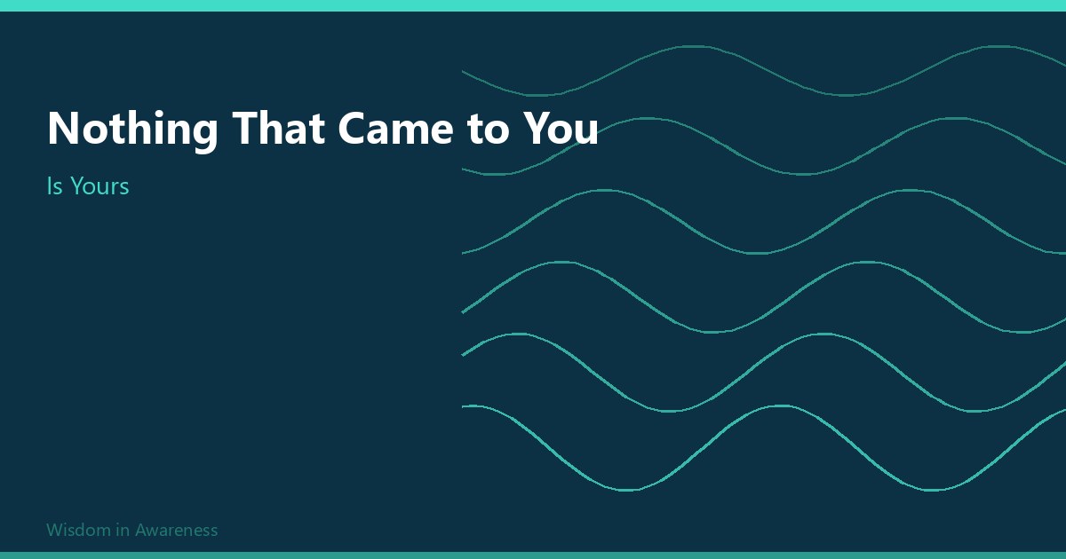 Nothing That Came to You Is Yours